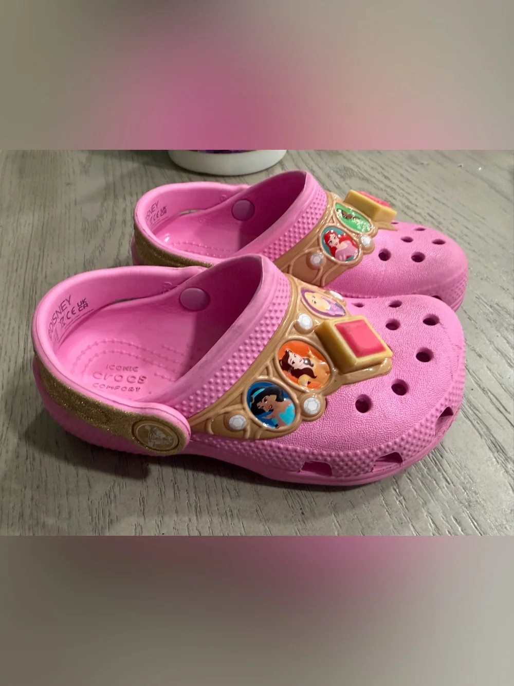 CROCS Kids Pink Princess Charm Clogs